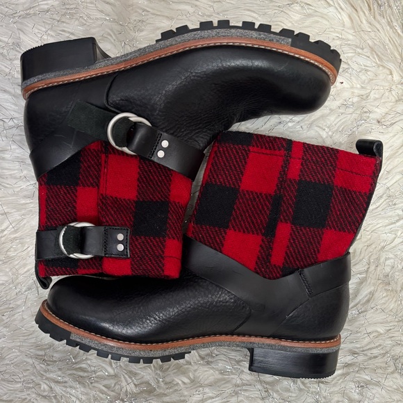Woolrich Black Leather and Red Wool Women’s Balt Buffalo Plaid Boots Size 8.5 US - Picture 8 of 10